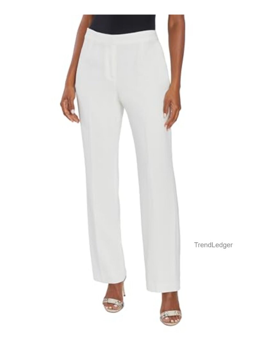 Kasper Joan Pant Iconic Melange Crepe Stretch Trousers Mid Rise Straight Leg